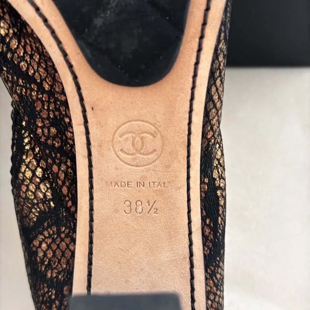 Chanel Black and Gold Heels